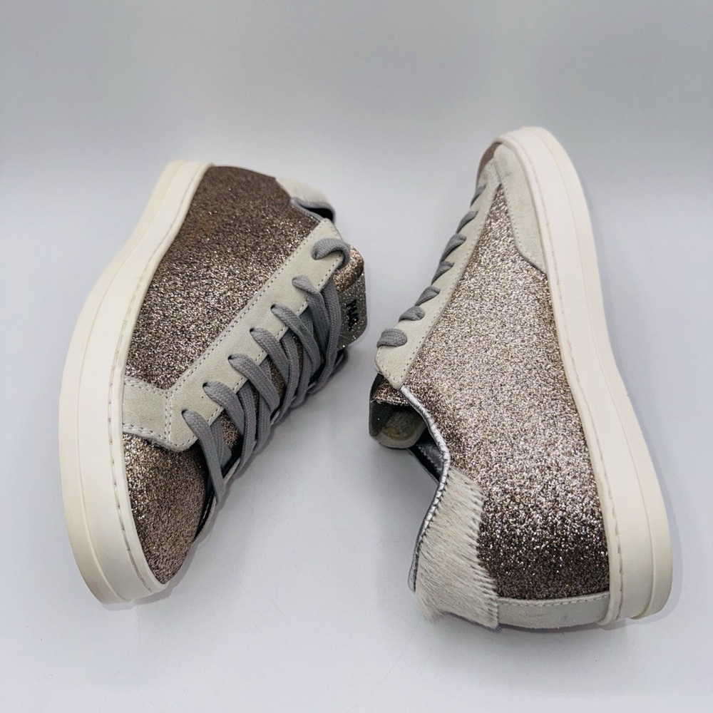 P448 John Sneakers Women's Size 6 EU 36 Bronze Gold Glitter Leather - Picture 14 of 15